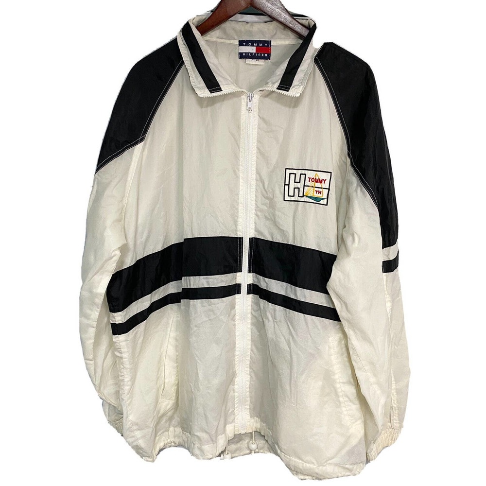 Vintage Tommy‎ Hilfiger Men’s Windbreaker Jacket Embroidered Striped Size XL